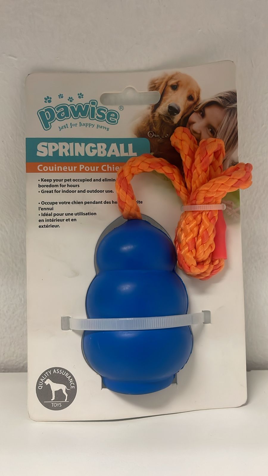 PW Rubber Springball with Rope 8.5cm