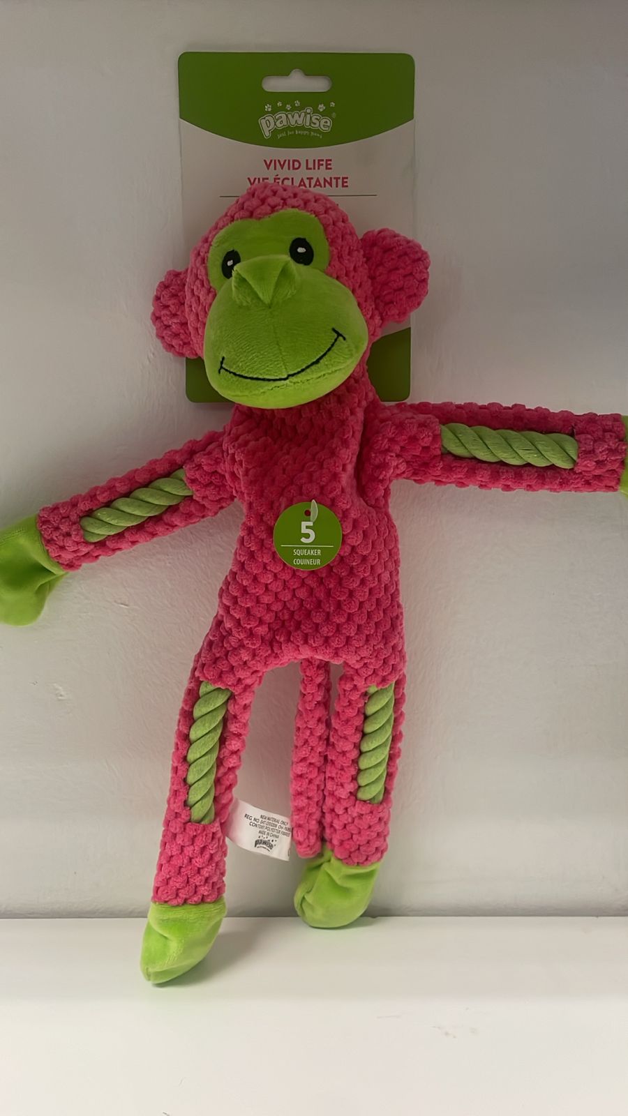 PW Rope Leg Monkey with Multi Squeaker